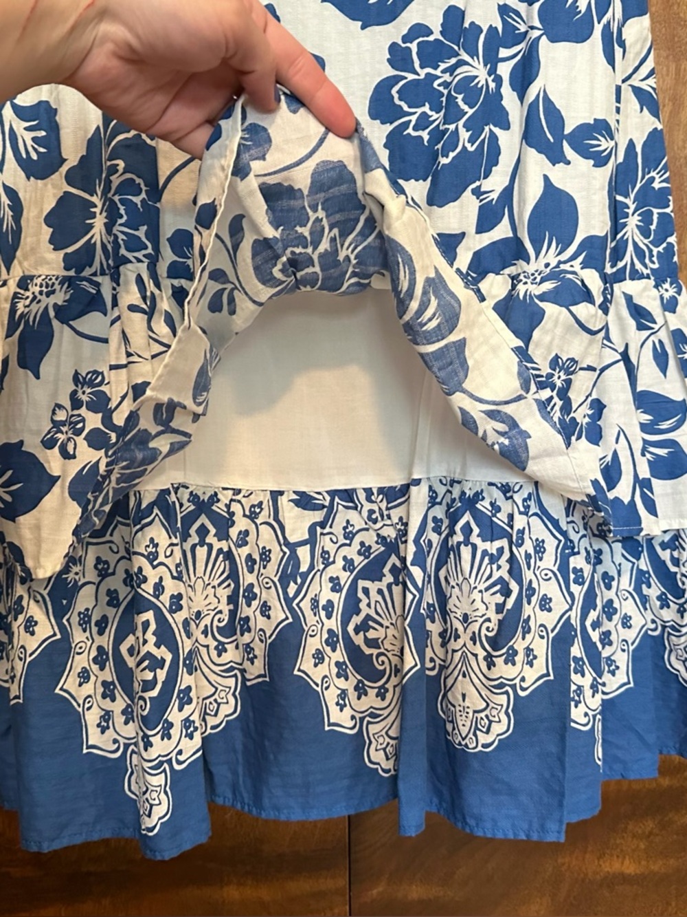 Draper James Floral Jacquard Flutter Sleeve Midi Dress Womens L Blue & Ivory NWT - Picture 11 of 16